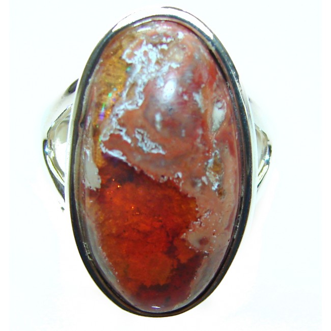 Bonefire Night best quality 11.5 carat Mexican Opal .925 Sterling Silver handmade ring 8 - photo 2