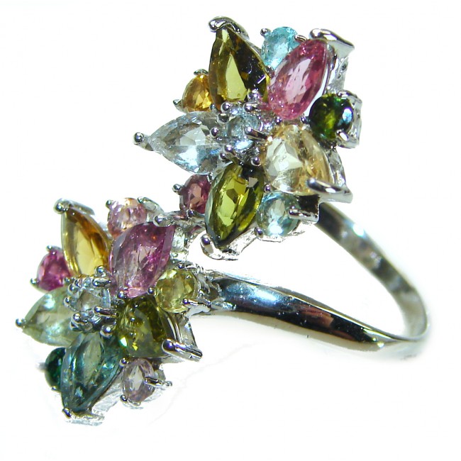 10.4 carat oval cut Brazilian Watermalon Tourmaline .925 Sterling Silver Perfectly handcrafted Ring s. 7 3/4