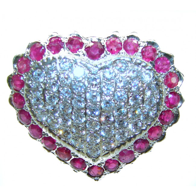 Just Love 6.2 carat natural Ruby .925 Sterling Silver handmade Ring size 7
