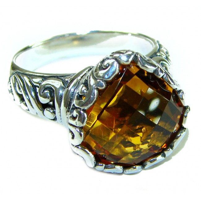 10.5 carat Authentic Citrine .925 Sterling Silver handcrafted Statement ring size 9