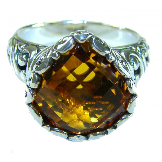10.5 carat Authentic Citrine .925 Sterling Silver handcrafted Statement ring size 9