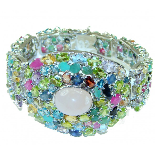 Luxurious 240.5 carat Authentic multigem .925 Sterling Silver handcrafted Statement Bracelet - photo 3
