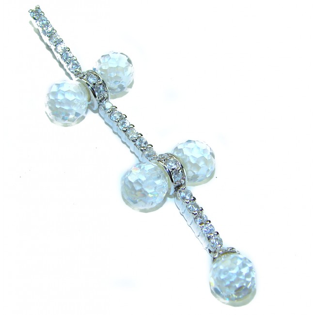 Vintage style- genuine 10.5 carat White Topaz .925 Sterling Silver handmade Pendant - photo 3