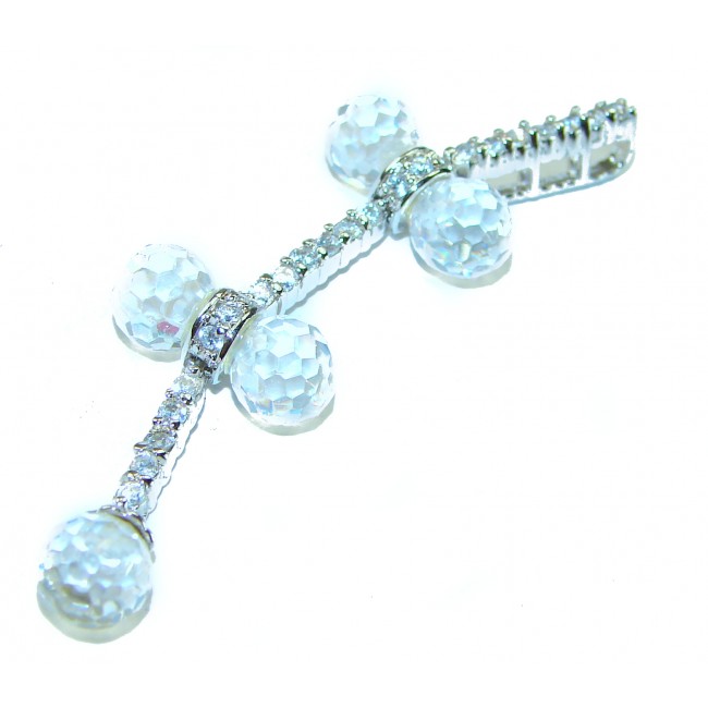 Vintage style- genuine 10.5 carat White Topaz .925 Sterling Silver handmade Pendant - photo 2