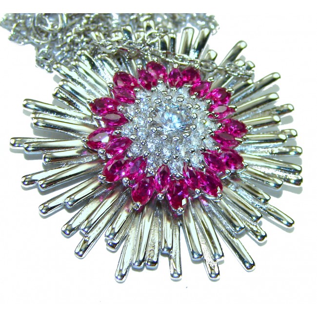 Supernova authentic 5.5 carat Pink Tourmaline White Sapphire .925 Sterling Silver handcrafted necklace - photo 1