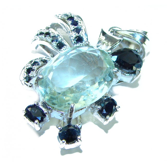 14.8 carat Green Amethyst - Prasolite Sapphire .925 Sterling Silver handcrafted pendant - photo 3