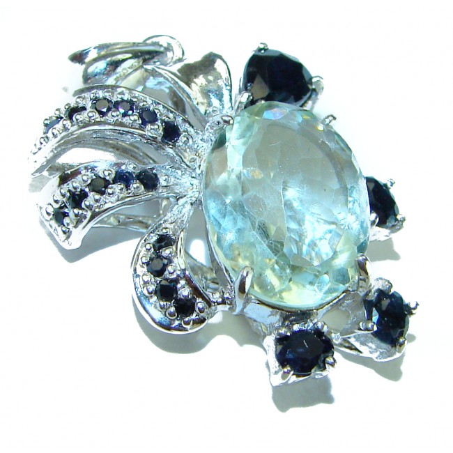 14.8 carat Green Amethyst - Prasolite Sapphire .925 Sterling Silver handcrafted pendant - photo 1