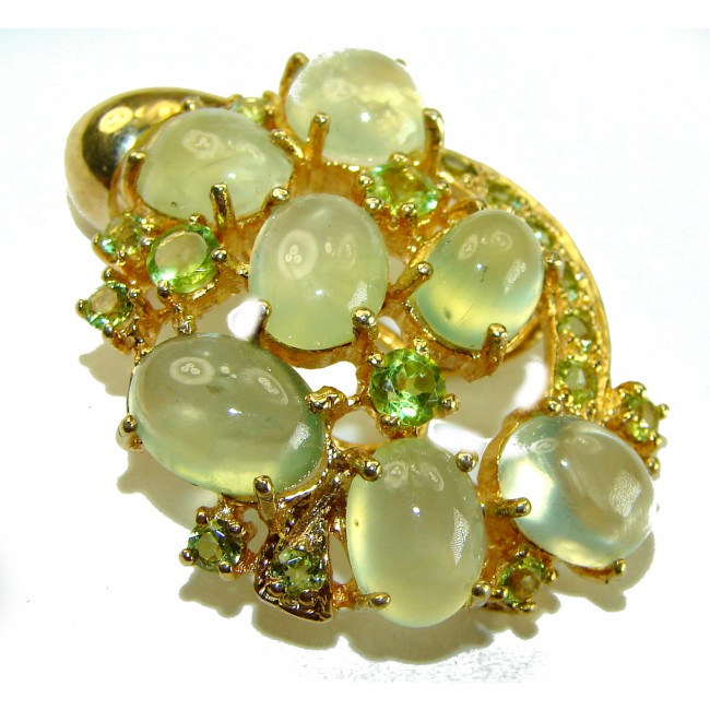 Wise Bliss Authentic 18.6 carat Prehnite 18k Gold over .925 Sterling Silver handmade Pendant