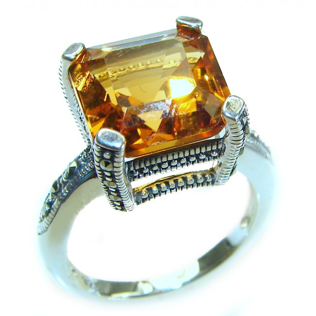 Unique Authentic 9.2 carat Citrine .925 Sterling Silver handmade Cocktail Ring s. 8