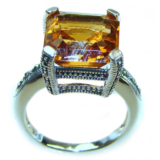 Unique Authentic 9.2 carat Citrine .925 Sterling Silver handmade Cocktail Ring s. 8