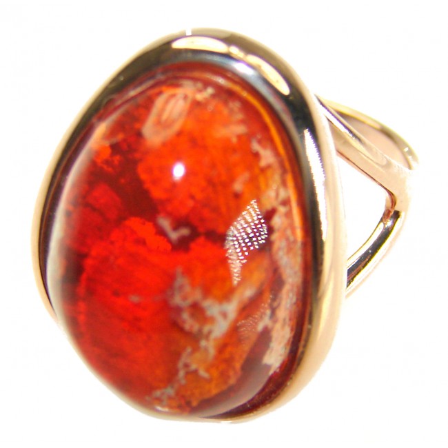 Queen of Fire best quality 12.4 carat Mexican Opal 18K Rose Gold over .925 Sterling Silver handmade ring 6 - photo 1