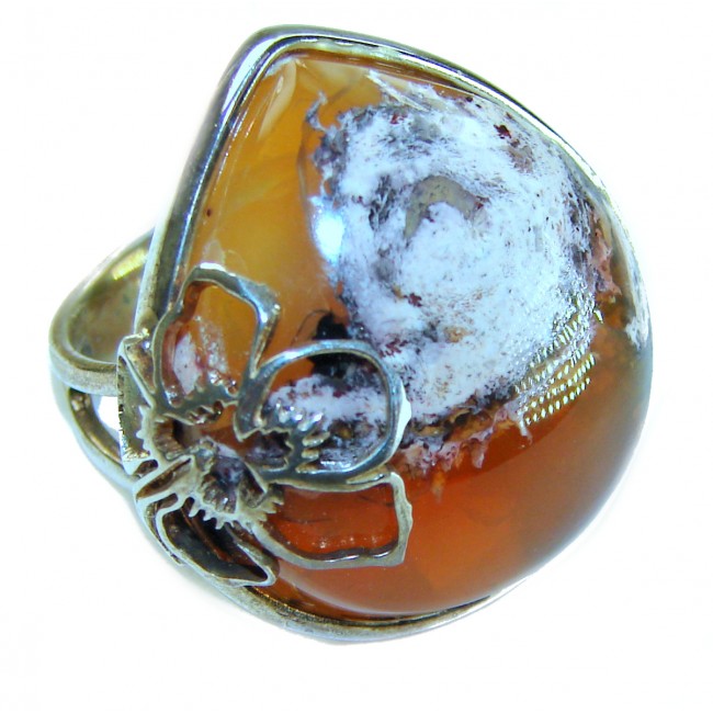 Arizona Sunset best quality 15.5 carat Mexican Opal .925 Sterling Silver handmade ring 7 adjustable - photo 3