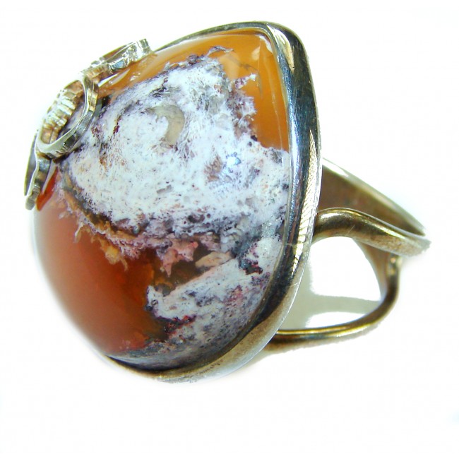 Arizona Sunset best quality 15.5 carat Mexican Opal .925 Sterling Silver handmade ring 7 adjustable - photo 1