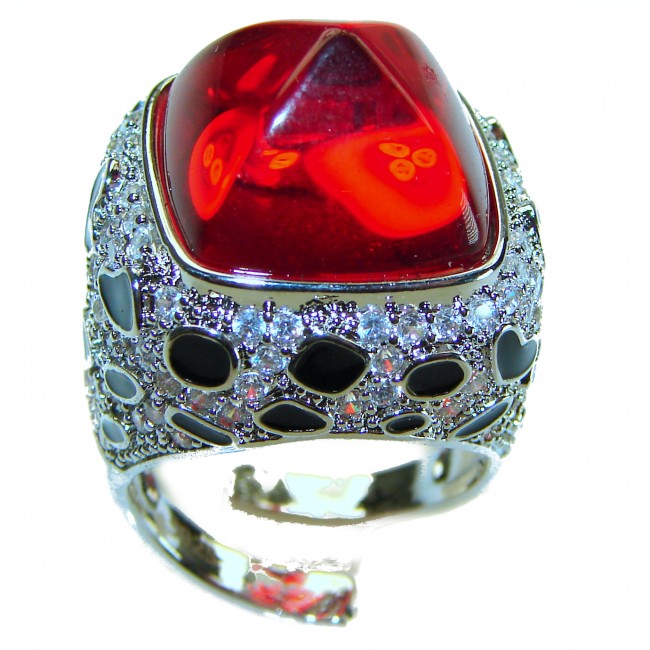 Wild at Heart authentic 11.5 carat Red Topaz .925 Silver handcrafted Statement Ring s. 7 - photo 2