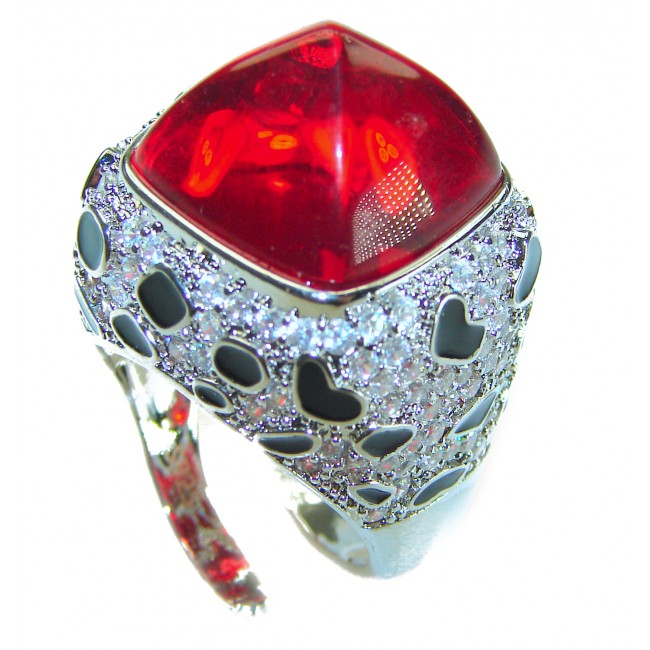 Wild at Heart authentic 11.5 carat Red Topaz .925 Silver handcrafted Statement Ring s. 7 - photo 1