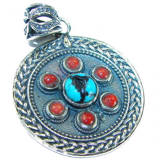 One of a kind Precious Turquoise .925 Sterling Silver handmade pendant