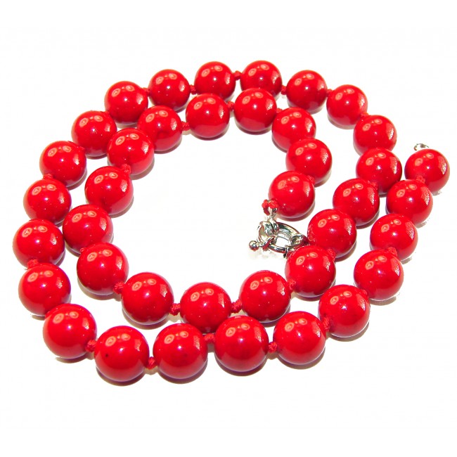 55.5 grams! Sublime Red Fossilized Coral Sterling Silver handmade Necklace