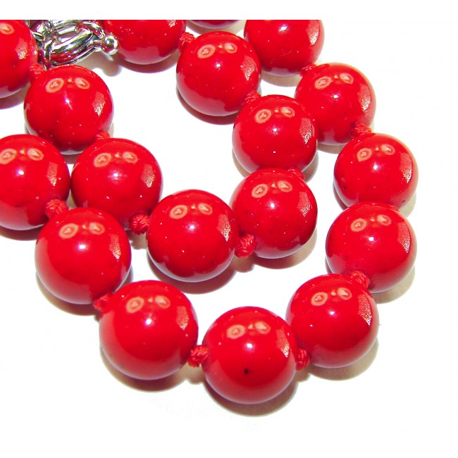 55.5 grams! Sublime Red Fossilized Coral Sterling Silver handmade Necklace