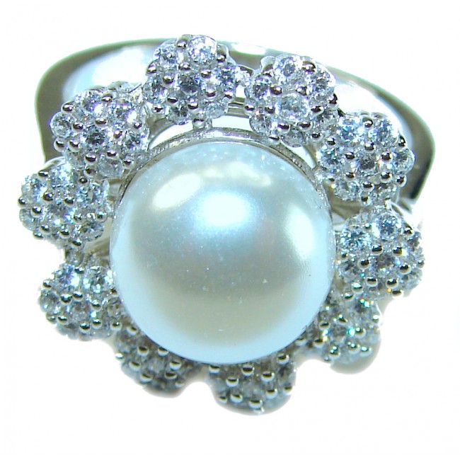 Pure Love White Pearls White Sapphire .925 Sterling Silver brilliantly handcrafted ring s. 6 1/4 - photo 3