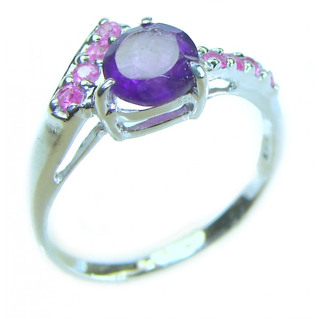 Stephani 0.6 carat African Amethyst .925 Sterling Silver Handcrafted Ring size 6 3/4