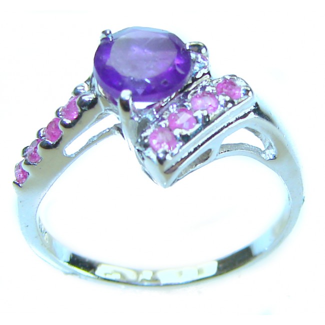 Stephani 0.6 carat African Amethyst .925 Sterling Silver Handcrafted Ring size 6 3/4