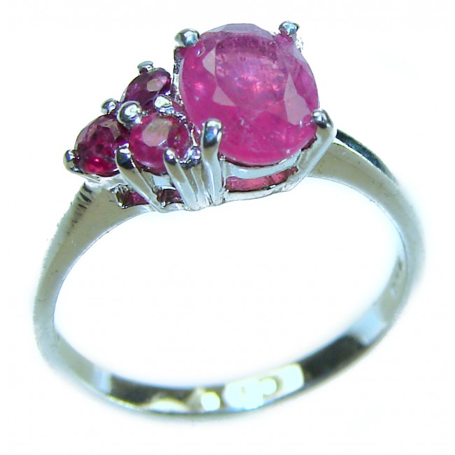 Gabriella oval cut 1.8 carat Ruby .925 Sterling Silver handcrafted Cocktail Ring s. 7