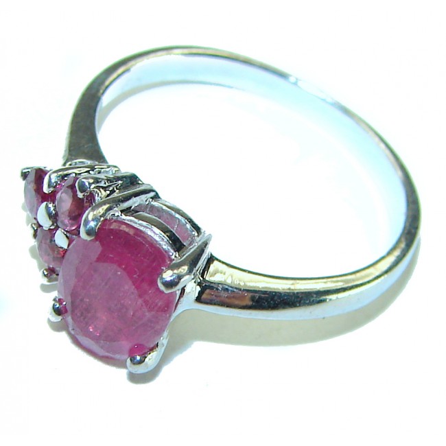 Gabriella oval cut 1.8 carat Ruby .925 Sterling Silver handcrafted Cocktail Ring s. 7