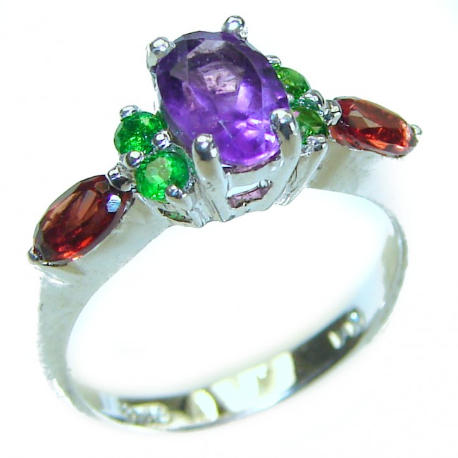 Elza 1.2 carat African Amethyst .925 Sterling Silver Handcrafted Ring size 5 3/4