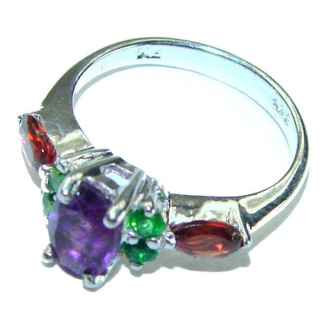 Elza 1.2 carat African Amethyst .925 Sterling Silver Handcrafted Ring size 5 3/4