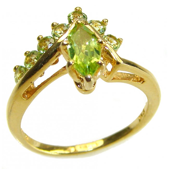 Alessia authentic 2.9 carat Peridot 18K Gold over .925 Sterling Silver handmade Ring s. 6 1/2