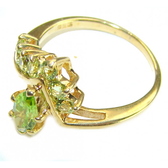 Alessia authentic 2.9 carat Peridot 18K Gold over .925 Sterling Silver handmade Ring s. 6 1/2