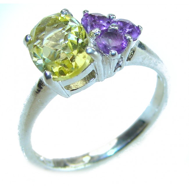 Unique Authentic 1.2 carat Citrine .925 Sterling Silver handmade Cocktail Ring s. 5