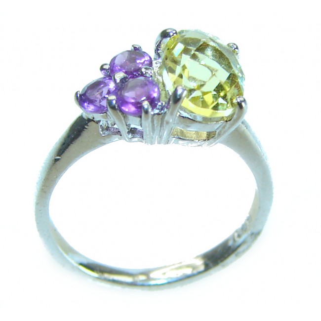 Unique Authentic 1.2 carat Citrine .925 Sterling Silver handmade Cocktail Ring s. 5