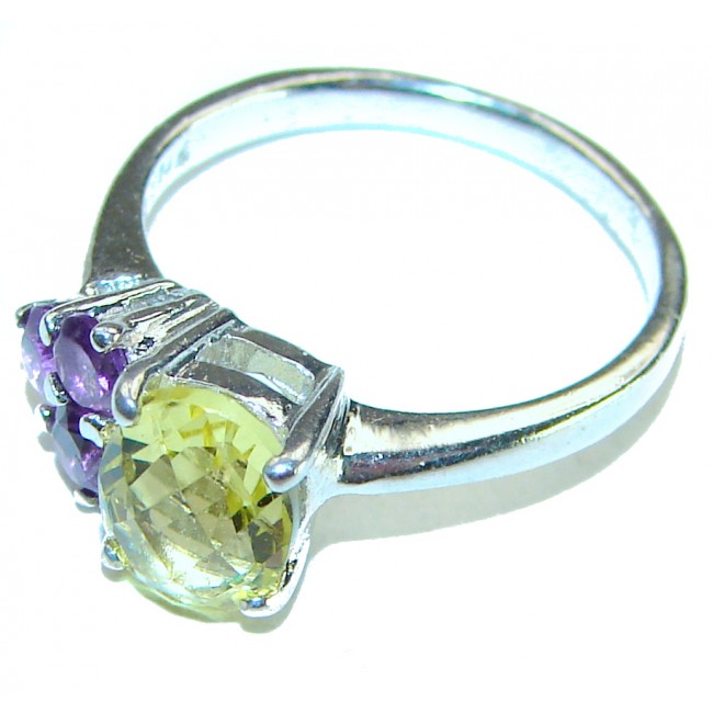 Unique Authentic 1.2 carat Citrine .925 Sterling Silver handmade Cocktail Ring s. 5
