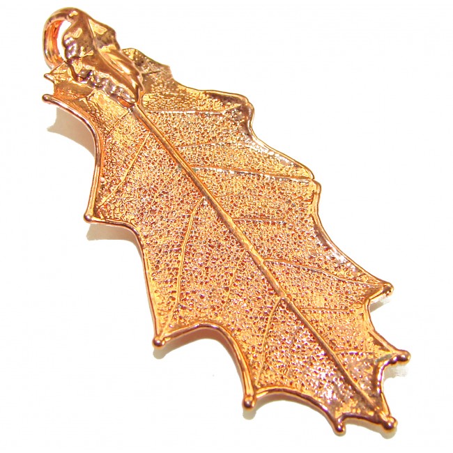 Stylish REAL Leaf dipped in .925 Sterling Silver and Copper Pendant