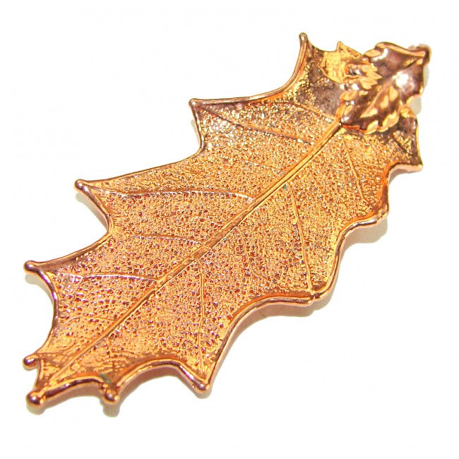 Stylish REAL Leaf dipped in .925 Sterling Silver and Copper Pendant