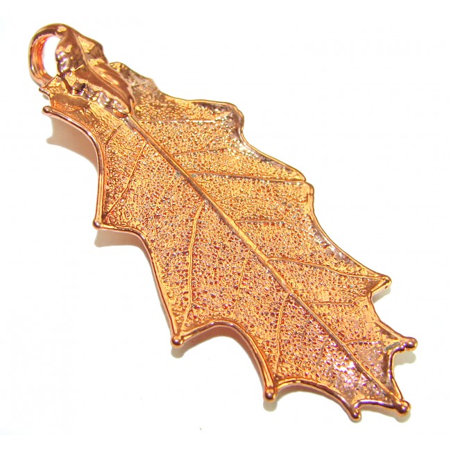 Stylish REAL Leaf dipped in .925 Sterling Silver and Copper Pendant