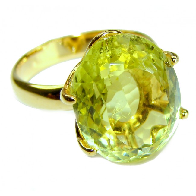 Splendid 6.5 carat genuine Citrine 18K Gold over .925 Sterling Silver Handcrafted Statement Ring s. 6