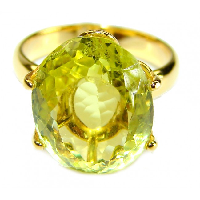 Splendid 6.5 carat genuine Citrine 18K Gold over .925 Sterling Silver Handcrafted Statement Ring s. 6
