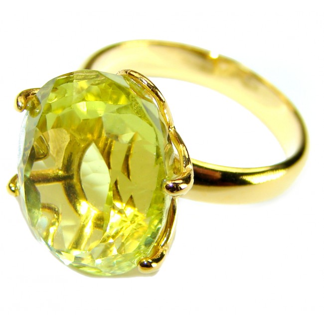 Splendid 6.5 carat genuine Citrine 18K Gold over .925 Sterling Silver Handcrafted Statement Ring s. 6