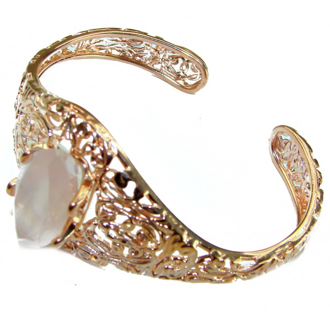 Vintage Beauty Genuine 21.5 carat Brazilian Rose Quartz Rose quartz 18K Gold over .925 Sterling Silver handcrafted Bracelet / Cuff
