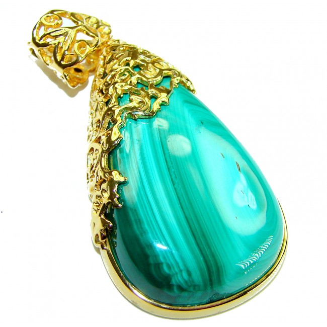 Dolce Vita HUGE authentic Large Malachite 14K Gold over .925 Sterling Silver handcrafted pendant