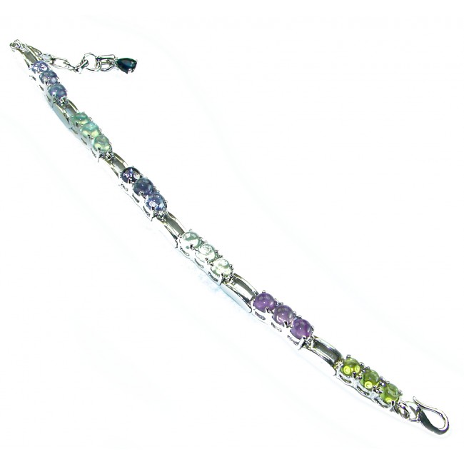 Great Masterpiece 21.2 carat genuine Peridot Iolite .925 Sterling Silver handmade Statement Bracelet