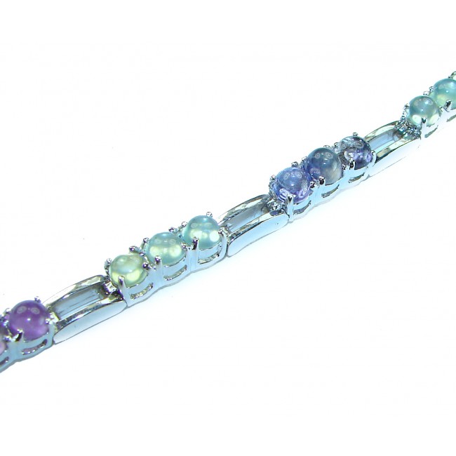 Great Masterpiece 21.2 carat genuine Peridot Iolite .925 Sterling Silver handmade Statement Bracelet