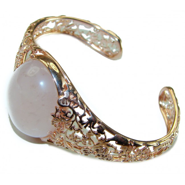 Vintage Beauty Genuine 42.2 carat Brazilian Rose Quartz Rose quartz 18K Gold over .925 Sterling Silver handcrafted Bracelet / Cuff - photo 1