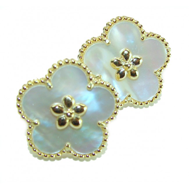 Genuine Blister Pearl 14K Gold over .925 Sterling Silver handcrafted Statement Earrings