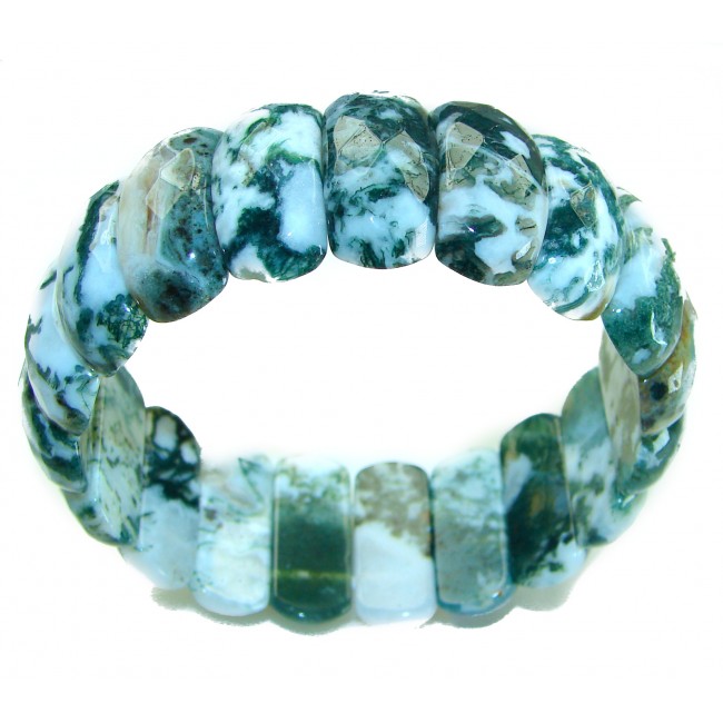 Large 67.8 grams AAAAA BEST QUALITY Moss Agate handcrafted streach Bracelet