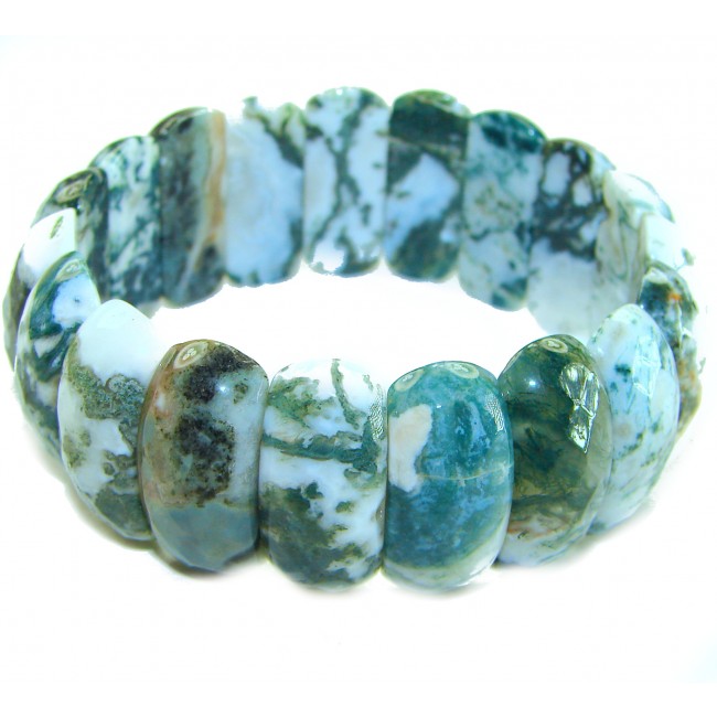 Large 67.8 grams AAAAA BEST QUALITY Moss Agate handcrafted streach Bracelet