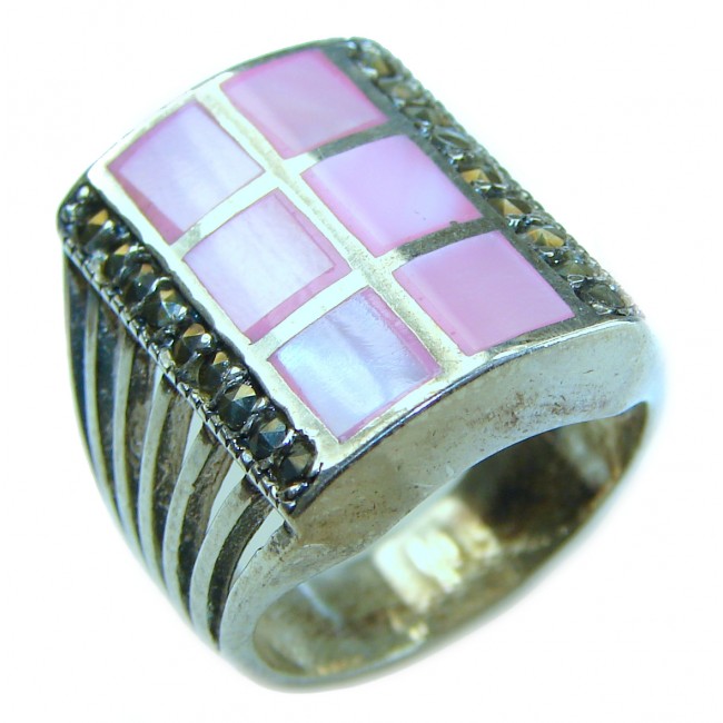 Pink Blister Pearl .925 Sterling Silver brilliantly handcrafted ring s. 6 - photo 3