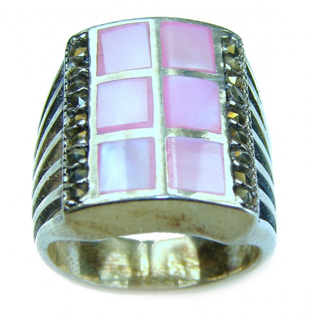 Pink Blister Pearl .925 Sterling Silver brilliantly handcrafted ring s. 6 - photo 2